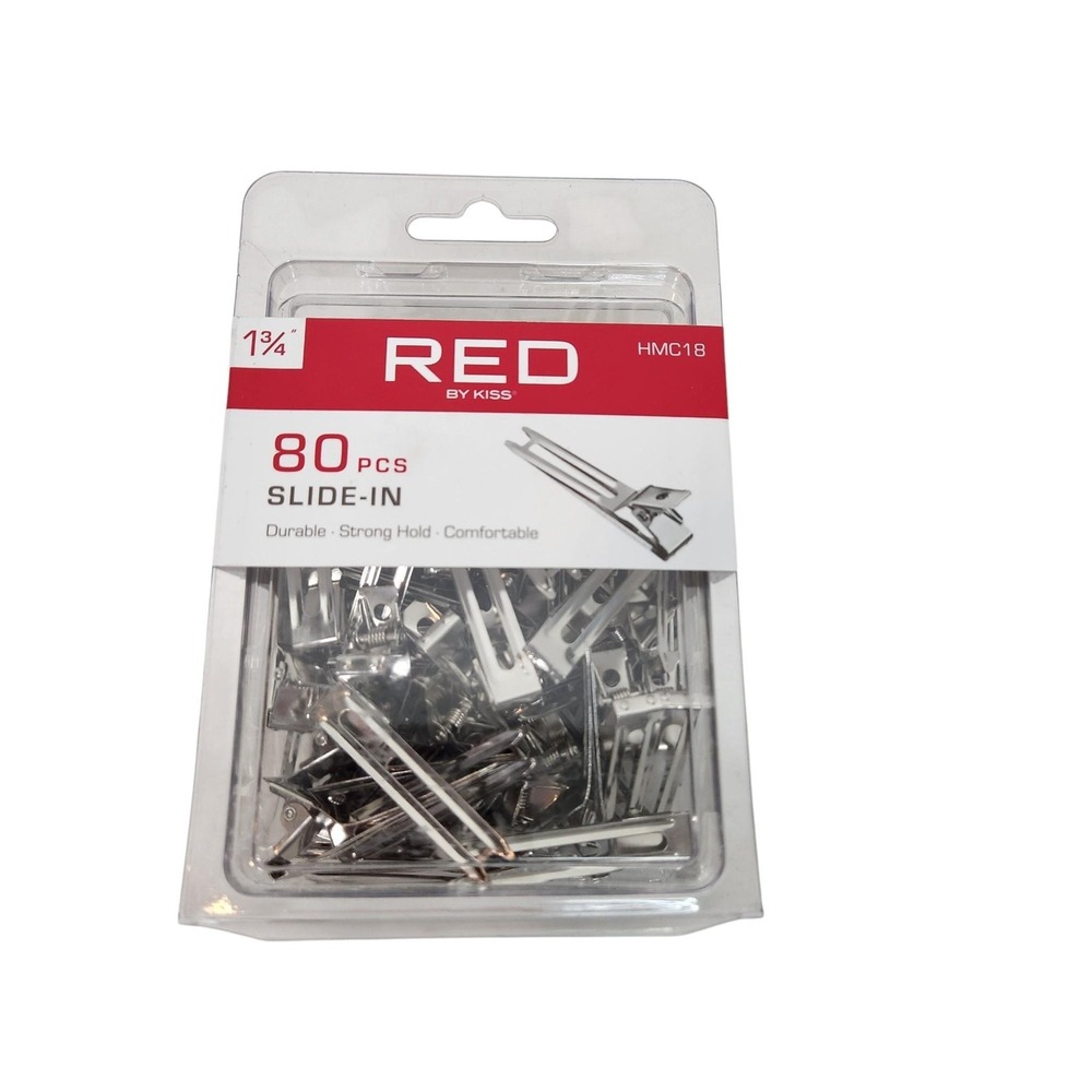 RED By Kiss Slide-In Hair Clips 80 Pcs Metal Silver Strong Hold HMC18 Set